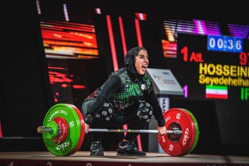 ۳ طلا شاهکار الهام حسینی در قهرمانی وزنه برداری زنان آسیا به علاوه فیلم